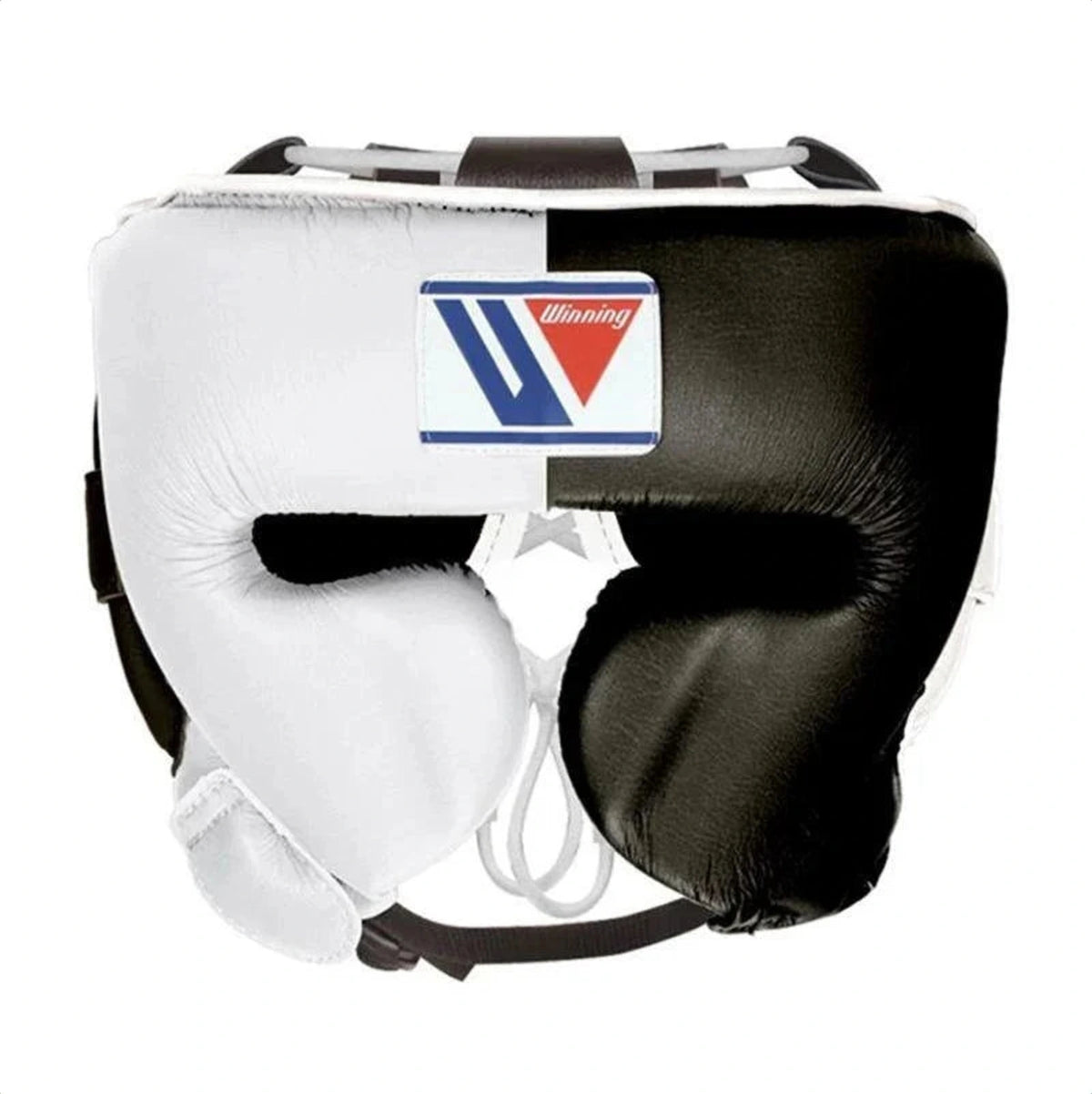 Winning Black/White 3-piece boxing sparring set with lace-up gloves, headgear and groin guard - view 4
