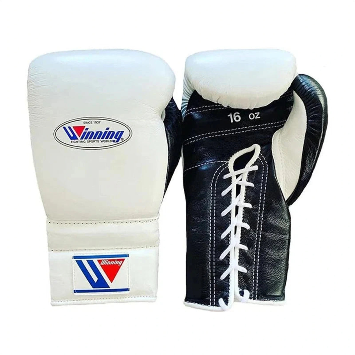 Winning Black/White 3-piece boxing sparring set with lace-up gloves, headgear and groin guard - view 2