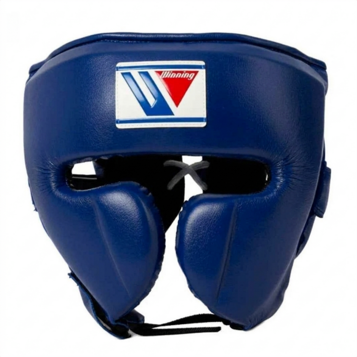 Winning FG-5000 Royal Blue boxing headgear with brand logo patch and face bar