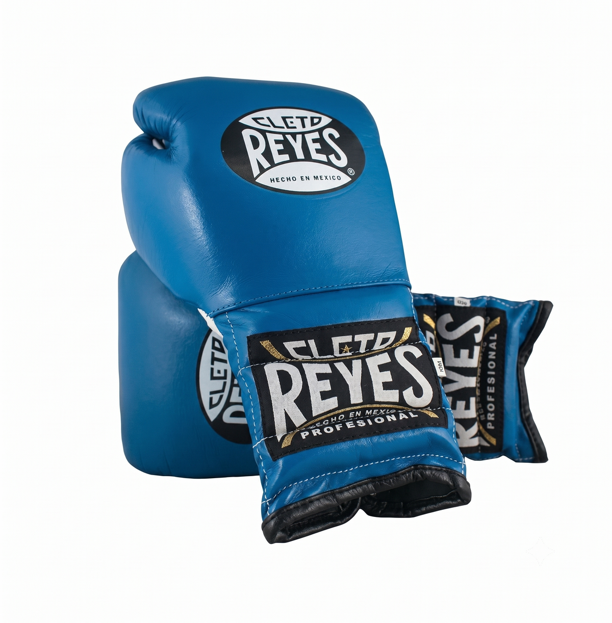 Cleto Reyes royal blue boxing gloves pair with black and white branding