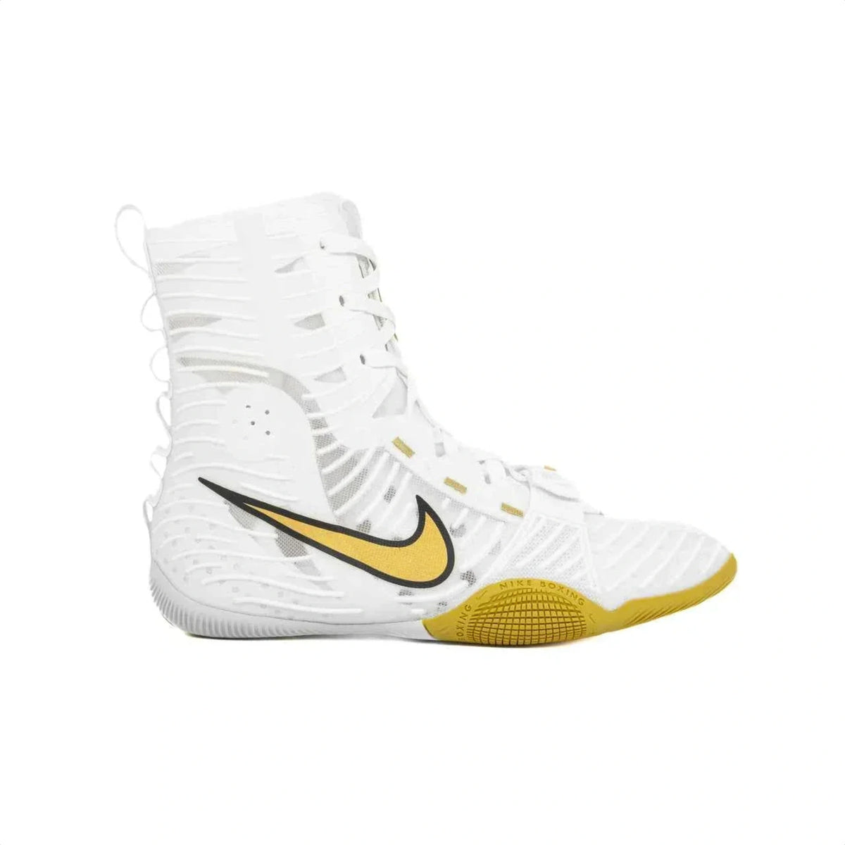Nike Hyperko 2 boxing boots white and gold side view