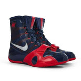 Navy and red Nike Hyperko 1 boxing boots on a white background