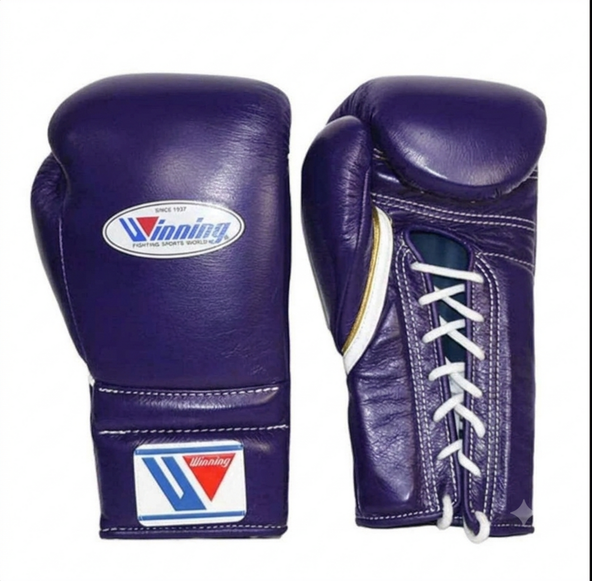 Winning boxing gloves in purple genuine leather, Lace-Up or Velcro
