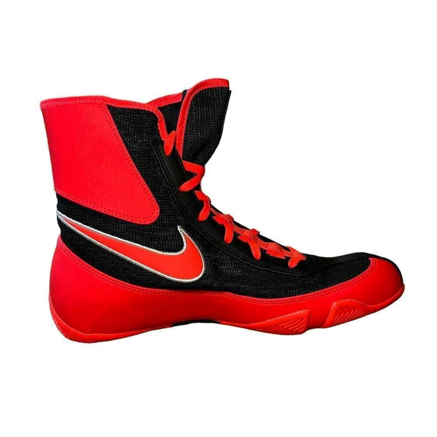Nike Tawa combat boxing shoes in bright crimson and black, shown in profile to illustrate a boxing shoe buying guide