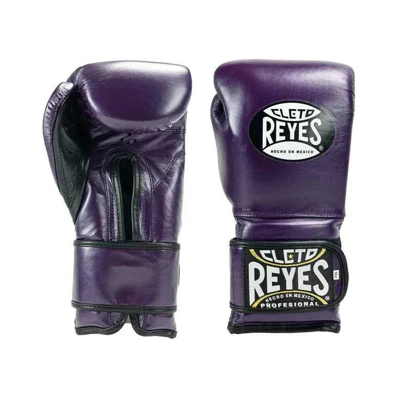 cleto reyes, reyes boxing gloves, reyes training gloves, purple boxing gloves, purple reyes, metallic purple gear, professional boxing equipment, hecho en mexico, premium sparring gear, hook and loop boxing gloves
