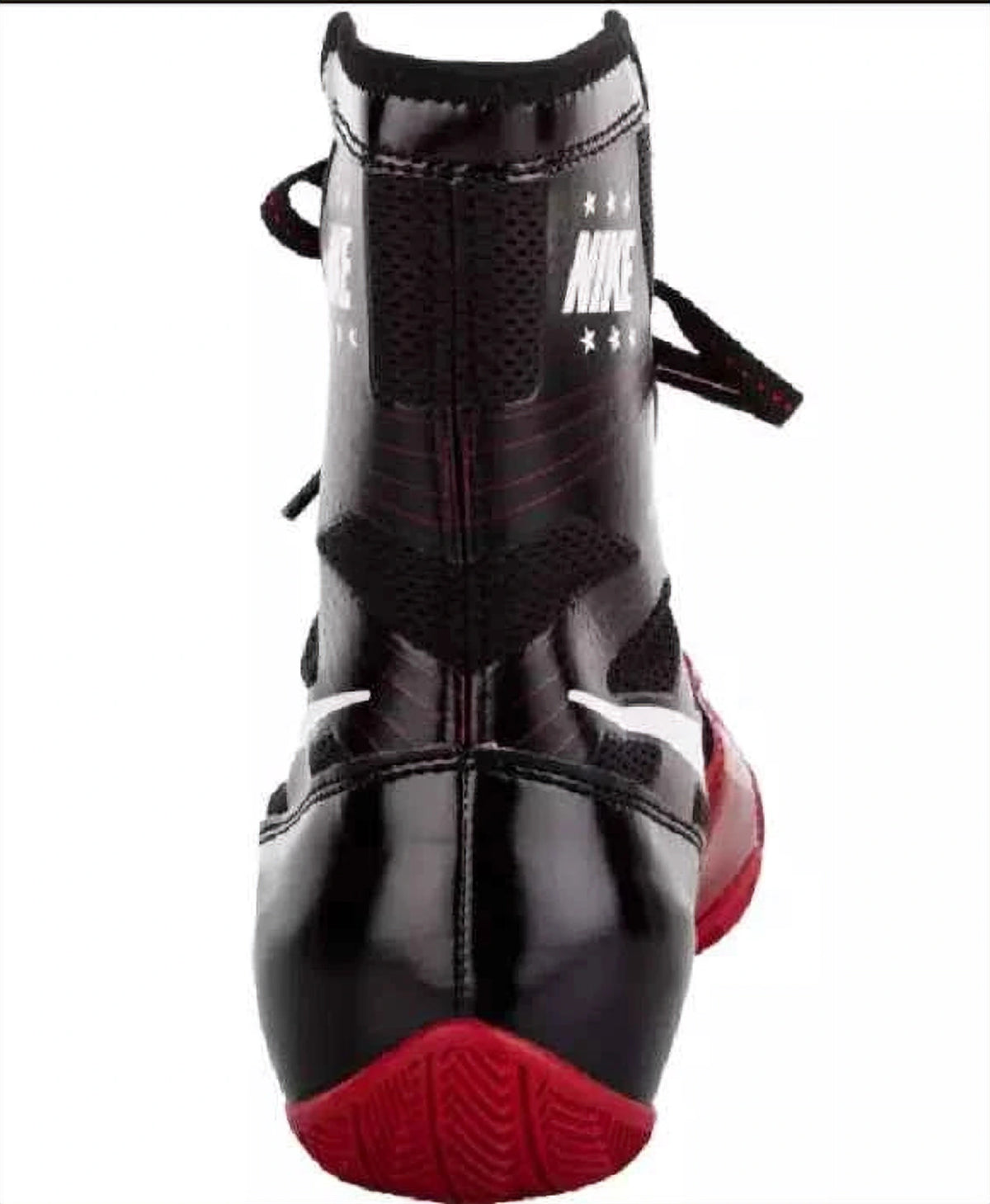 Rear heel profile of Nike Hyperko 1 showing black heel counter and high-top collar support