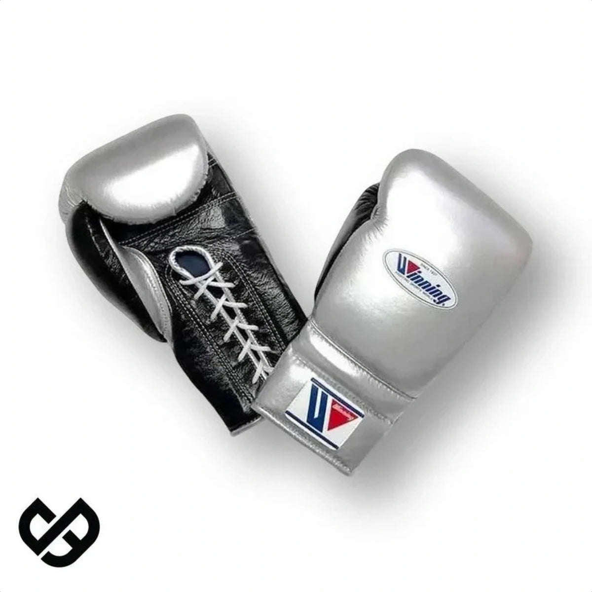 Winning Silver/Black 3-piece boxing sparring set with lace-up gloves, headgear and groin guard - view 3