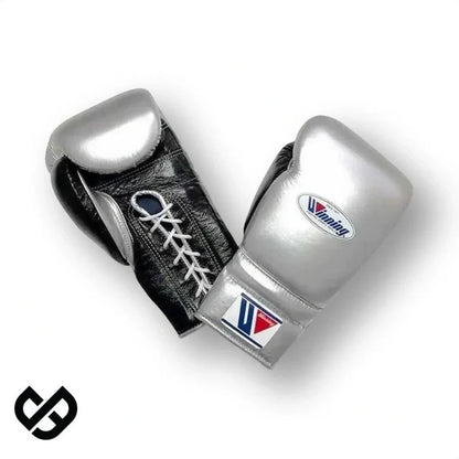 Winning Silver/Black 3-piece boxing sparring set with lace-up gloves, headgear and groin guard - view 3