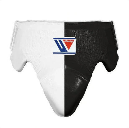 Winning Black/White 3-piece boxing sparring set with lace-up gloves, headgear and groin guard - view 3