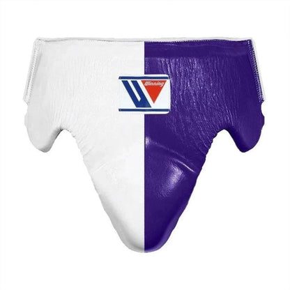 Winning White/Purple 3-piece boxing sparring set with lace-up gloves, headgear and groin guard - view 3