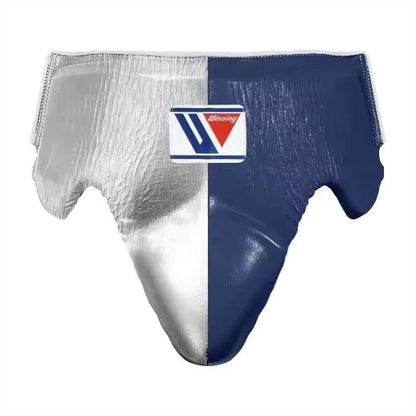 Winning Blue/Silver 3-piece boxing sparring set with lace-up gloves, headgear and groin guard - view 4