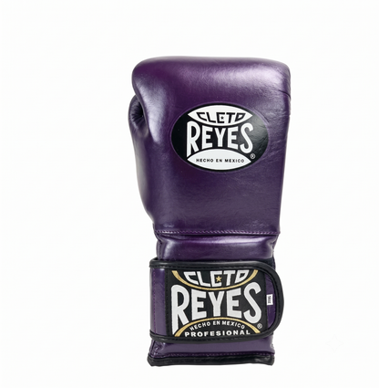 Single Cleto Reyes purple metallic leather boxing glove with brand logo on wrist strap