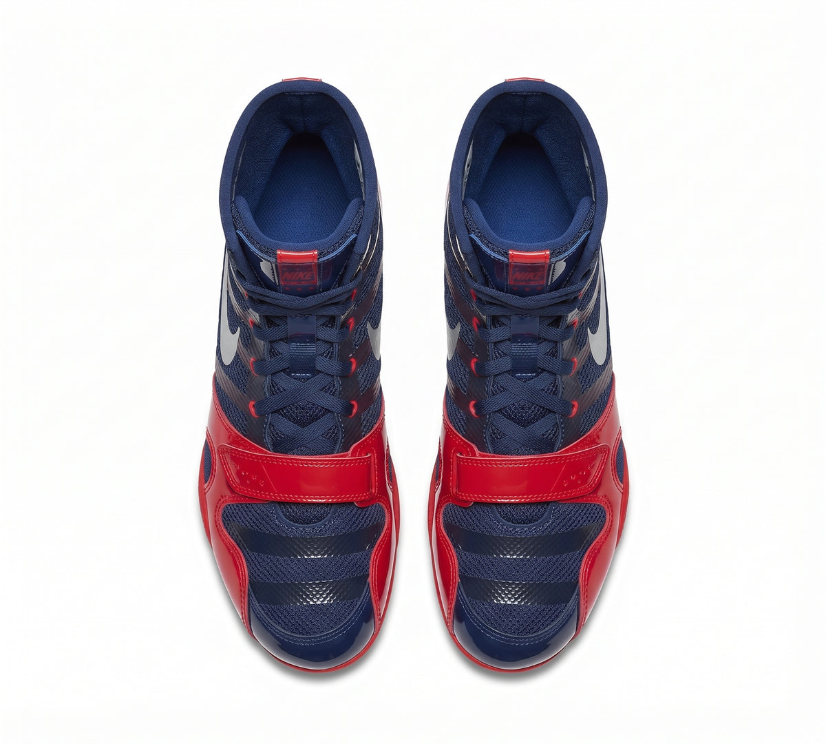 Nike Hyperko 1 red and navy boxing boots detail view