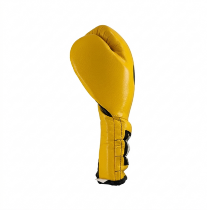 Cleto Reyes yellow leather boxing glove shown in side profile