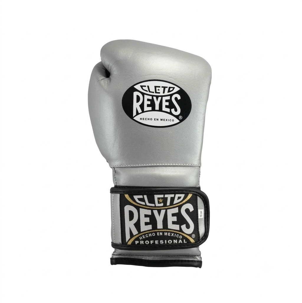 Cleto Reyes metallic silver leather boxing glove close-up detail