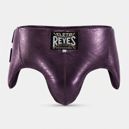 Metallic purple Cleto Reyes headguard and groinguard from the sparring set