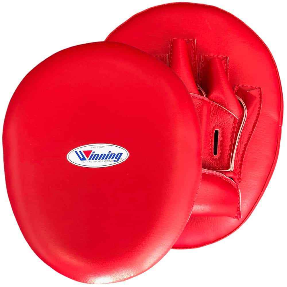 Authentic Red Winning CM-20 curved professional focus mitts handcrafted in Japan with premium leather.