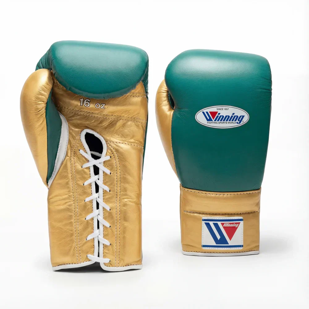 Winning Japan Boxing Gloves MS-600 - Forest Green & Metallic Gold Custom Edition - PunchPro Boxing