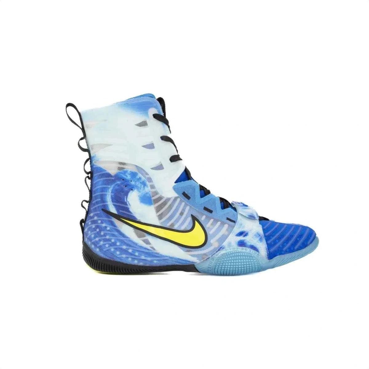 Nike Hyperko 2 boxing boots blue and yellow wave pattern detail