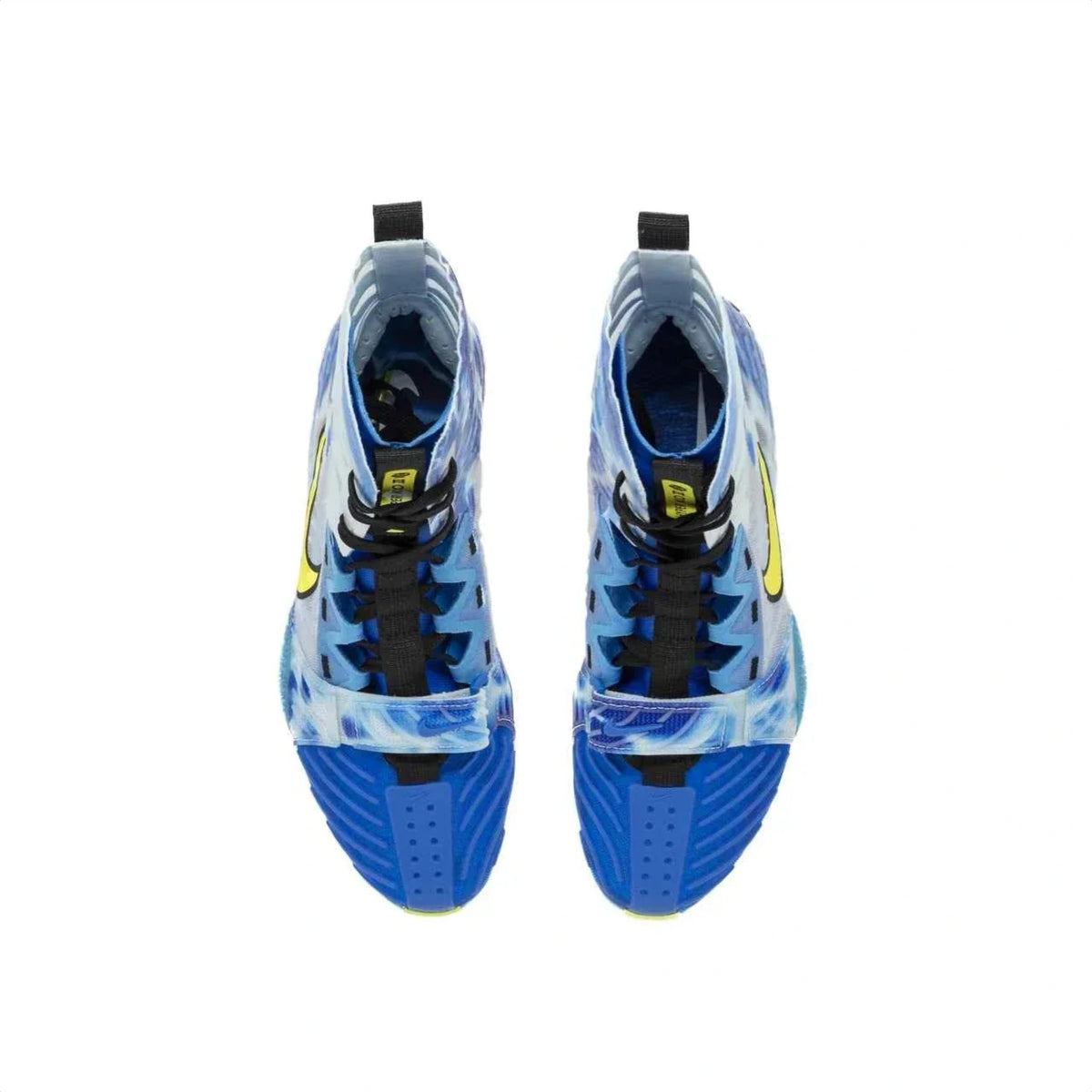 Nike Hyperko 2 boxing boots blue and yellow rear heel view