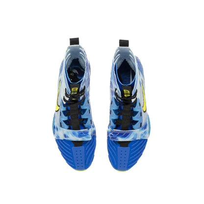 Nike Hyperko 2 boxing boots blue and yellow rear heel view