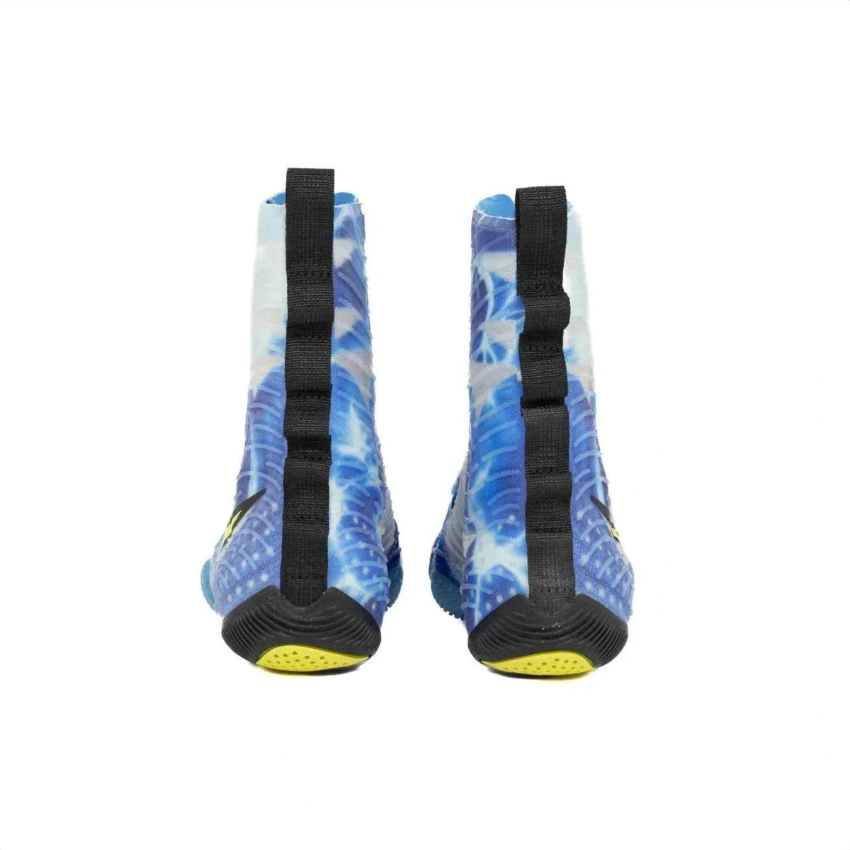 Nike Hyperko 2 boxing boots blue and yellow top-down view