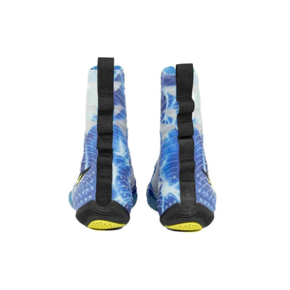 Nike Hyperko 2 boxing boots blue and yellow top-down view