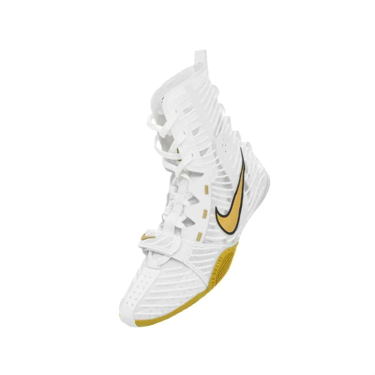 Nike Hyperko 2 boxing boots white and gold pair side by side