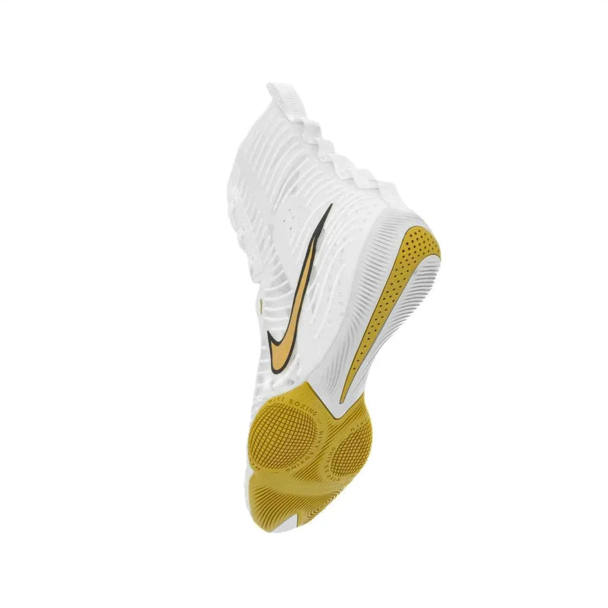 Nike Hyperko 2 boxing boots white and gold lace detail close-up