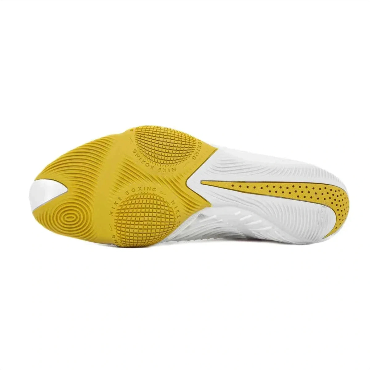 Nike Hyperko 2 boxing boots white and gold top-down view