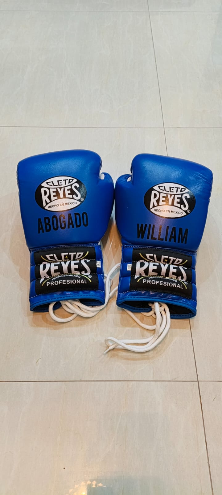 Front view of the royal blue Cleto Reyes headguard from the sparring set