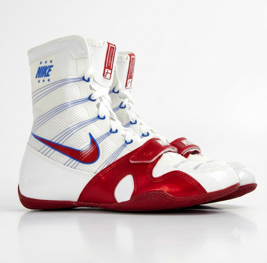 Nike Hyperko 1 boxing boots in white and red USA colorway