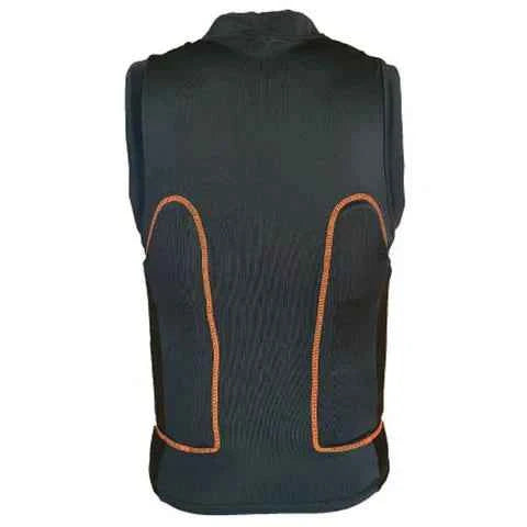 Winning BP-100 professional boxing body protector shirt in black compression fabric featuring padded abdominal and rib blocks with official branding.