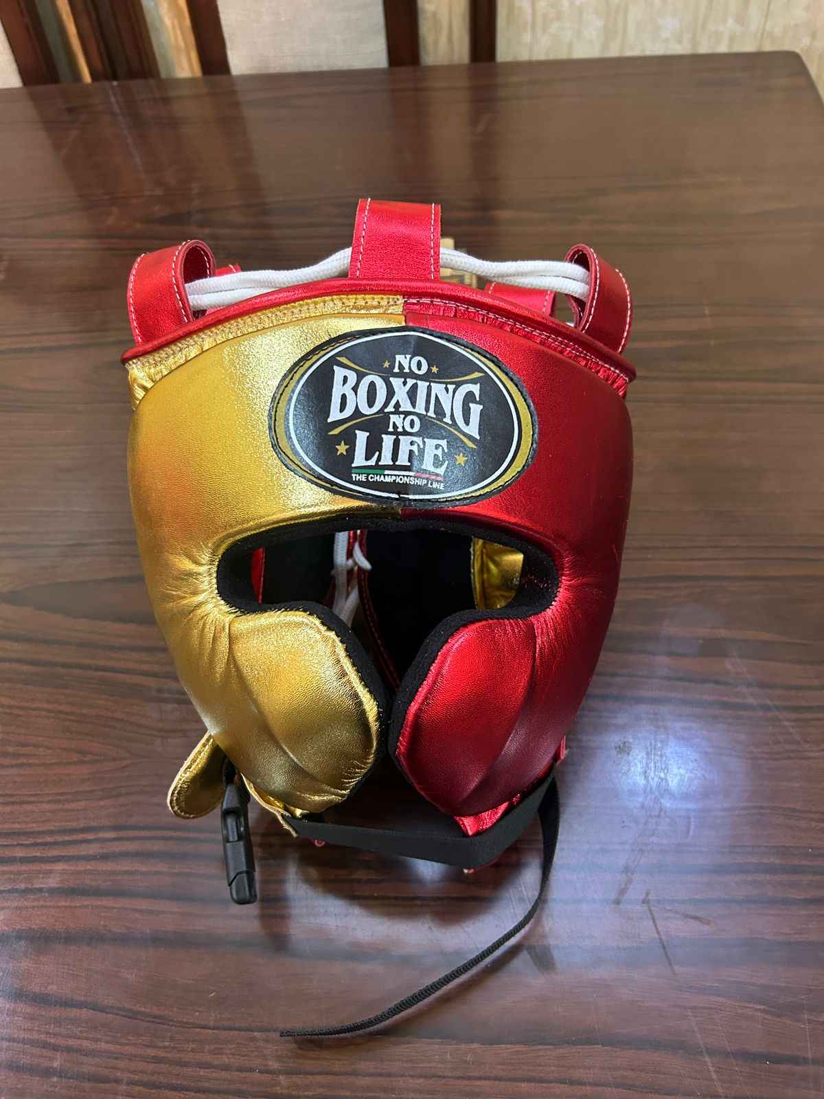 No Boxing No Life Red & Gold Complete Boxing Set (8oz–20oz) – Gloves, Headgear & Groin Guard for Professional Training & Sparring - PunchPro Boxing