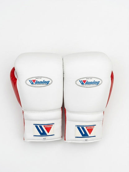 Winning White/Red 3-piece boxing sparring set with lace-up gloves, headgear and groin guard - view 3