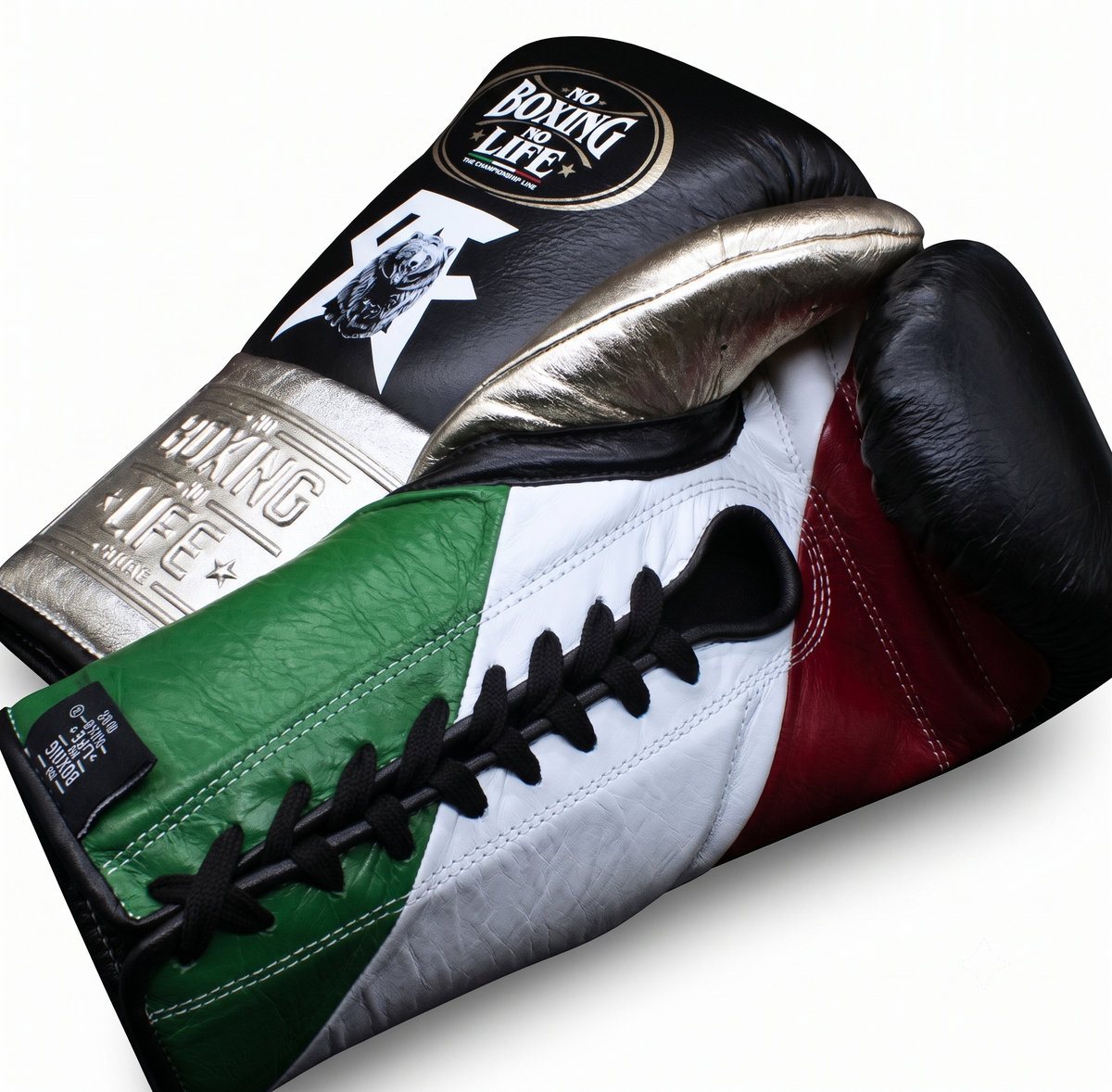 Boxing glove palm in flag green, white and red panels