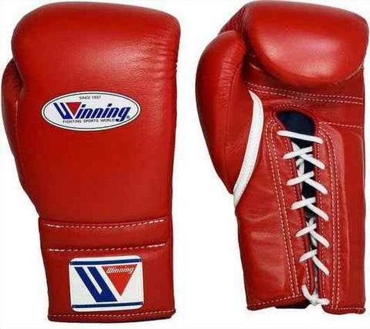 Winning boxing gloves in classic red genuine leather, Lace-Up or Velcro